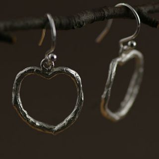 heart earrings in silver by anthony blakeney