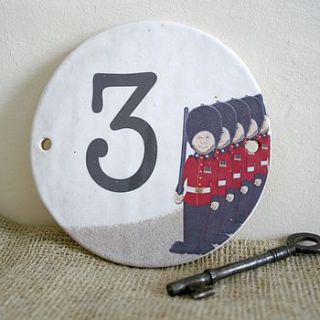 guardsman ceramic house number sign by cherry pie lane