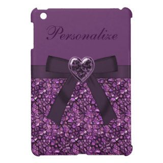 Printed Purple Gem Stones & Heart Jewel Print iPad Mini Case