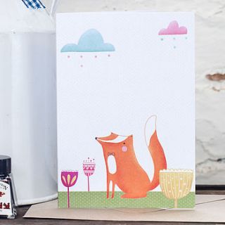floral fox card by louise wright design