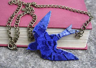 lace print swallow necklace by sophie buckingham