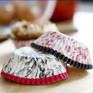 pink and black toile cupcake cases by red berry apple