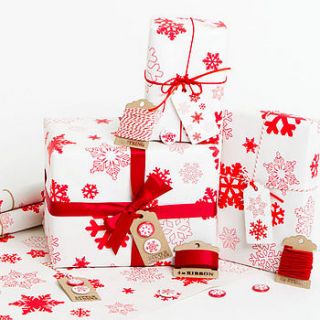 snowflakes white christmas wrapping paper set by sophia victoria joy