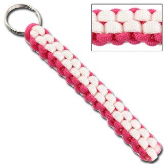 Square Braid Keychain Survival Paracord   Neon Pink & White  Tactical Paracords  Sports & Outdoors