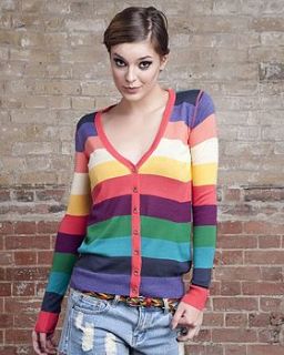 v neckline rainbow cardigan by jolie moi