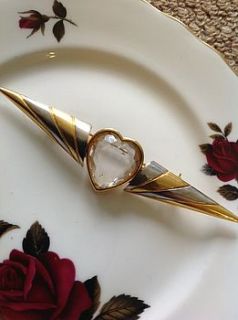 vintage flying heart brooch by once upon a tea cup