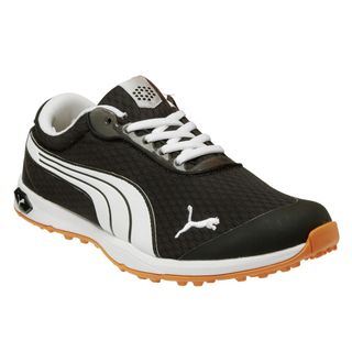 PUMA Men's Black/Orange/White Biofusion Mesh Spikeless Golf Shoes Puma Men's Golf Shoes