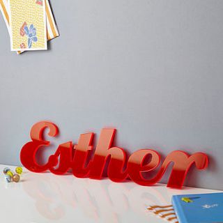 fluorescent acrylic name sign by owl & cat designs
