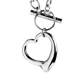 ELYA Stainless Steel Cable Chain Open Heart Toggle Necklace West Coast Jewelry Stainless Steel Necklaces