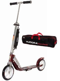 Hudora Scooter Roller Cityroller Big Wheel MC 205 OUTBREAKE METALLIC ROT mit Scootertasche Spielzeug