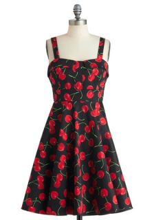 Pull Up a Cherry Dress in Black  Mod Retro Vintage Dresses