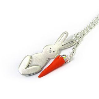 betsy silver bunny and carrot necklace by bug