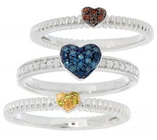Affinity Diamond 1/5 cttw Pave Heart Stack Rings, Sterling —