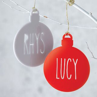 personalised laser cut bauble by miss cake