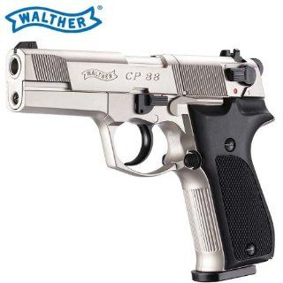 (P18) SET Walther CP88 4 Zoll 4,5 mm Diabolo Nickel Luftpistole / Co2 Pistole inkl. 10 Co2 Kapseln, 1000 Diabolos, 4komma5 Aufkleber Sport & Freizeit