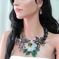Butterfly flower Multi Stone 925 Silver Jewelry Set (Thailand) Jewelry Sets