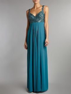 JS Collections Beaded top chiffon dress