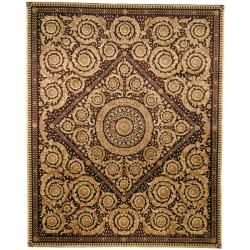 Asian Hand knotted Royal Crest Beige/ Purple Wool Rug (6' Square) Safavieh Round/Oval/Square