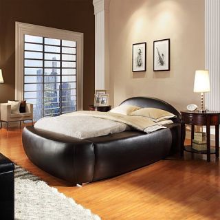 Home Origin Rounded, Upholstered Deep Black Bed   Full