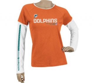 NFL Dolphins Womens Sideline Tacon Too Long Sleeve T Shirt —