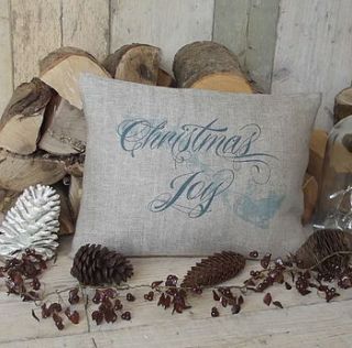 ' christmas joy ' linen cushion by rustic country crafts