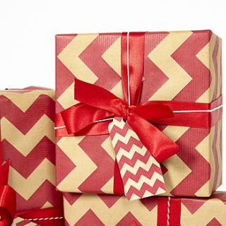 red chevron brown christmas wrapping paper by sophia victoria joy