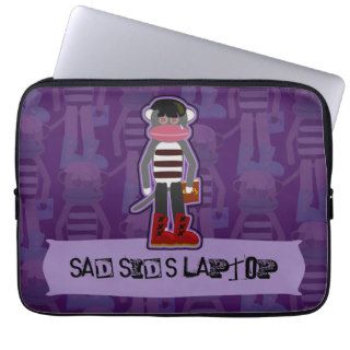 Emo Sock Monkey Purple Laptop Sleeve