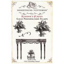 Something Tattered Clear Stamps 4 X4   Table & Roses Clear & Cling Stamps