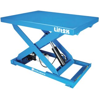Bishamon Industries Electric Hydraulic Lift Table — 28in. x 48in. Platform, Model# L2K2848  AC Powered Lift Tables