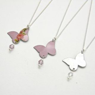 child's butterfly and crystal necklace by kate hamilton hunter studio