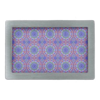 Red White Blue Abstract Tile 101 Pattern Belt Buckles