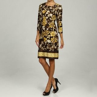 Chetta B Women's Black/ Khaki Floral Print Dress Chetta B Casual Dresses