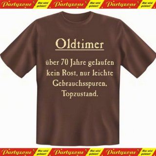 Geburtstag Sprche Tshirt Oldtimer ber 70 Jahre gelaufen Fb. schoco braun Sport & Freizeit