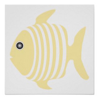 Yellow And White Fish Print