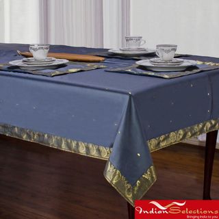 Handmade Dark Gray Sari Table Cloth (India) Indian Selections Kitchen Linens