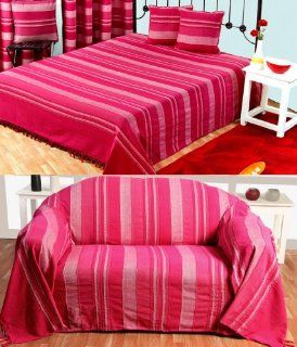 Homescapes Kissenhlle Morocco in Streifen Design Kissenbezug 45 x 45 cm aus 100% reiner Baumwolle mit Reiverschluss in pink Küche & Haushalt