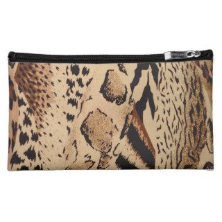 Hipster Brown Abstract Trendy Safari Animal Print Makeup Bags