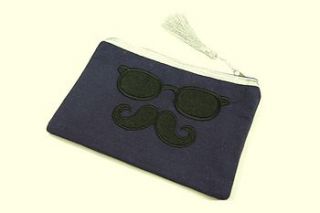 moustache and glasses toiletry bag by lovethelinks