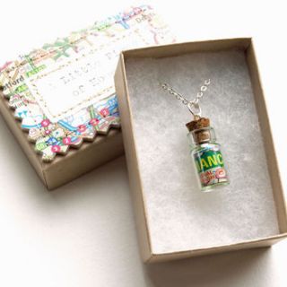 personalised map in a bottle necklace by nellie and elsie