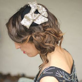 sequinned metallic bow fascinator by shim sham