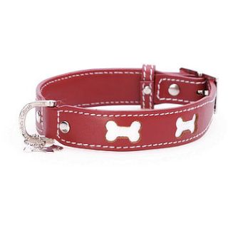 bones leather dog collar by dogorama