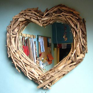 heart shaped driftwood mirror by free range designs