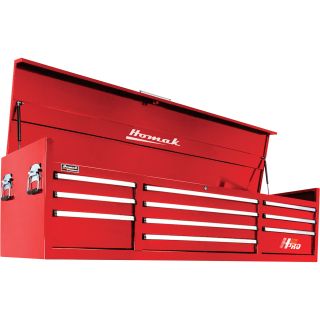 Homak H2PRO 72in. 10-Drawer Top Tool Chest — Red, 71 3/4in.W x 21 3/4in.D x 20 5/8in.H, Model# RD0210720  Tool Chests