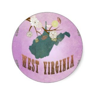 Vintage West Virginia State Map  Grape Purple Stickers