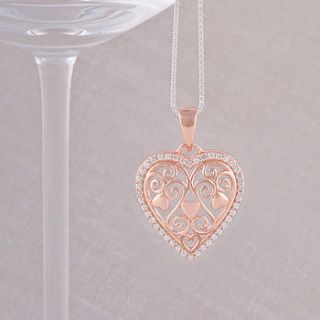 rose gold filigree heart necklace by baronessa