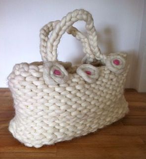 knitted happy tote bag by knitting revolution