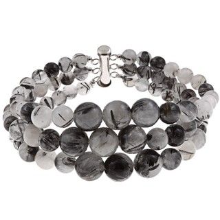 Pearlz Ocean Sterling Silver Black Rutilated Quartz Journey Bracelet Pearlz Ocean Gemstone Bracelets