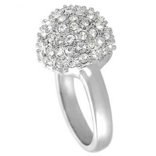 Journee Collection Silvertone Brass Pave set CZ Dome Ring Journee Collection Cubic Zirconia Rings