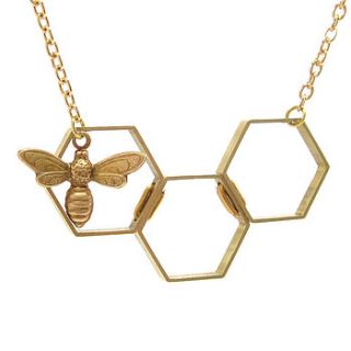 honey bee hexagon necklace by loubijoux