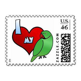 I Love my Indian Ringneck Parakeet Postage Stamps